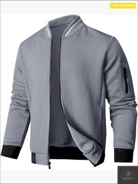 Loose Fit Lightweight Bomber Jacket Modern Aviator Style Polyester Casual